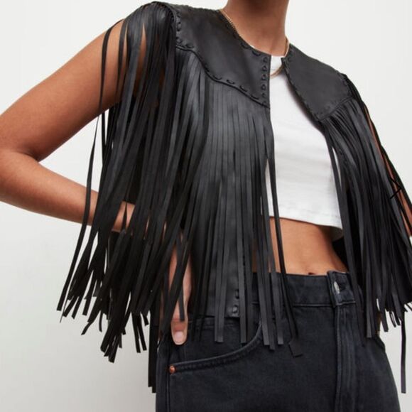 Allsaints Leather tassel vest - Picture 4 of 5